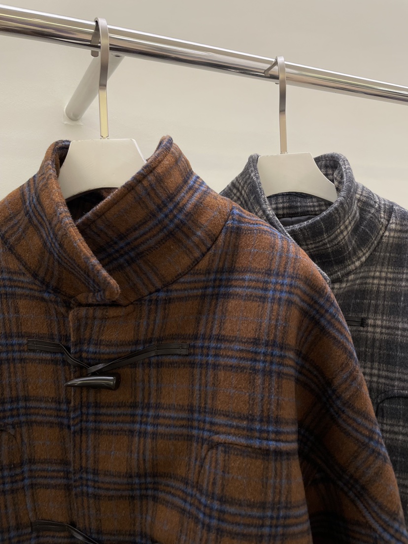 PEBBLE/LAYER韓國直郵女裝新款職業休閑推薦中長款大衣格紋PEBBLE中長款大衣