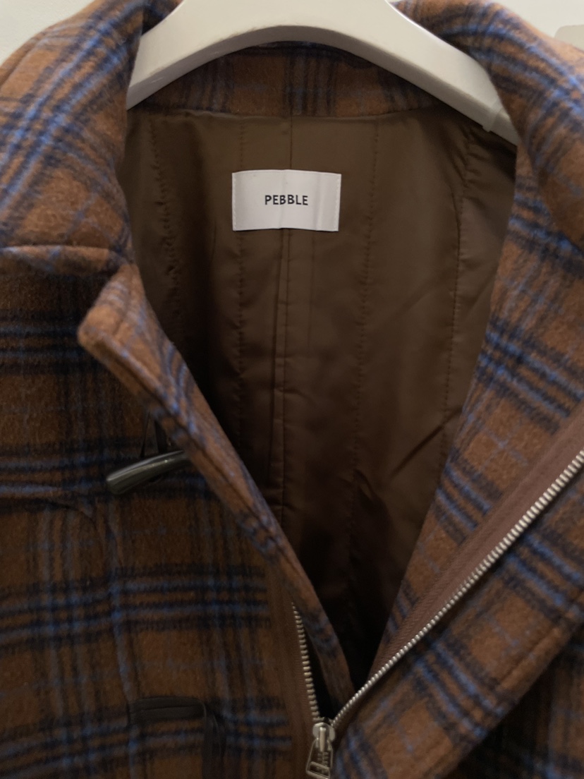 PEBBLE/LAYER韓國直郵女裝新款職業休閑推薦中長款大衣格紋PEBBLE中長款大衣