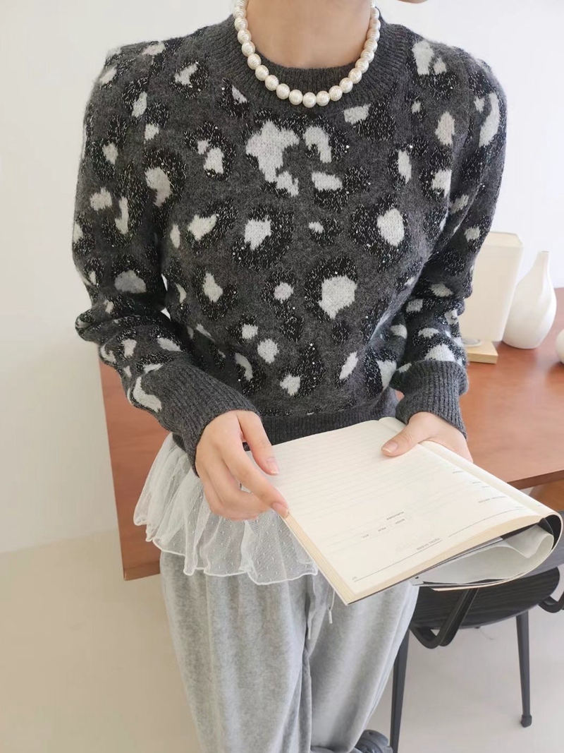 LAYERING東大門實拍女裝新款推薦職業時尚24秋夏針織衫豹紋LAYERING針織衫
