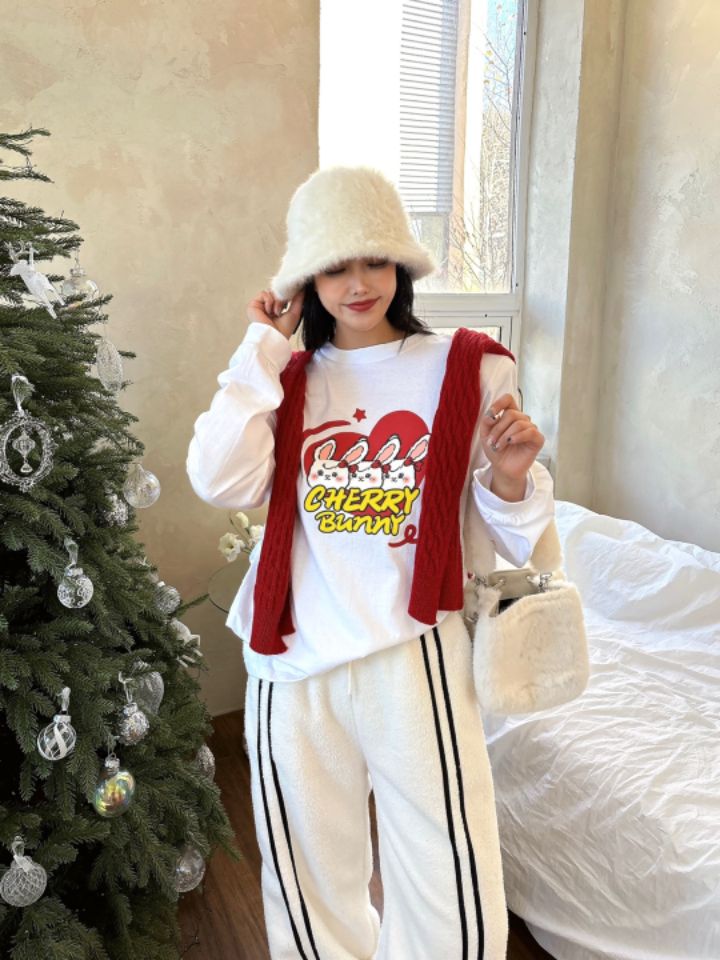 MARS直郵韓國代購女裝新品職業真品24秋冬時尚人氣長袖T恤兔子mars長袖T恤