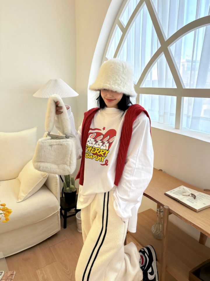 MARS直郵韓國代購女裝新品職業真品24秋冬時尚人氣長袖T恤兔子mars長袖T恤
