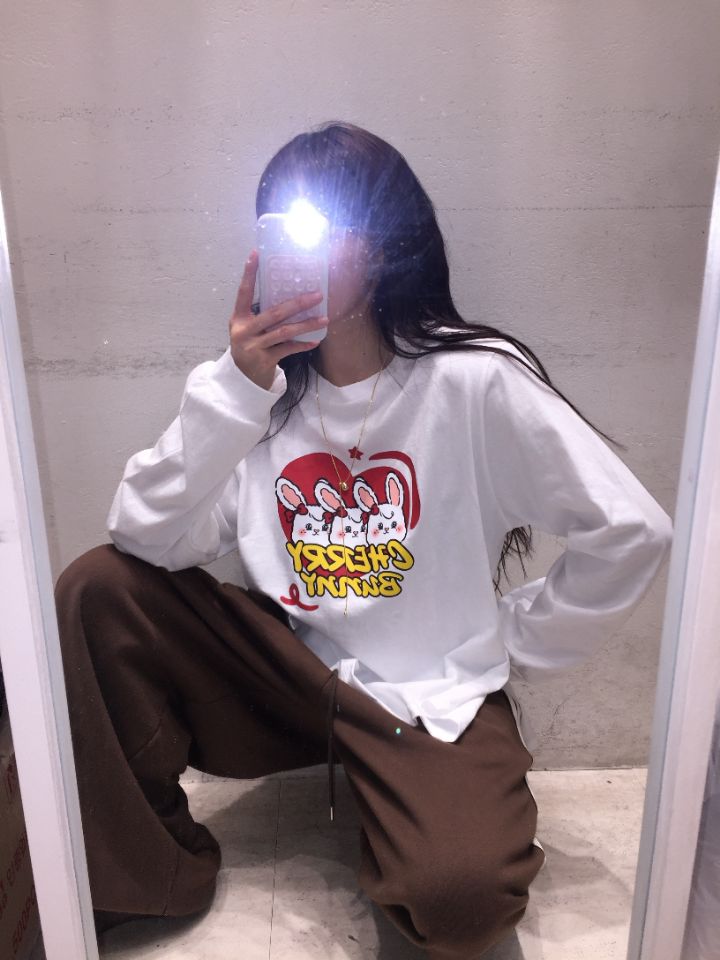 MARS韓國直郵東大門代購女裝新款真品熱賣24秋冬長袖T恤兔子mars長袖T恤