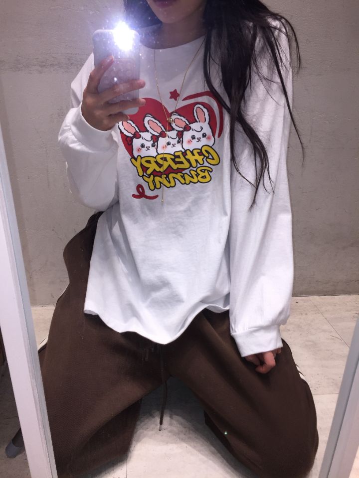 MARS韓國直郵東大門代購女裝新款真品熱賣24秋冬長袖T恤兔子mars長袖T恤