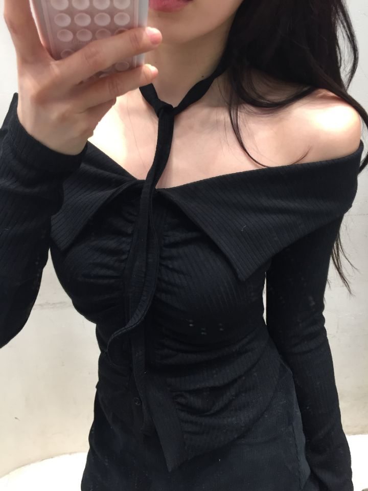 MARS韓國直郵東大門代購女裝新品24秋冬職業推薦長袖T恤含脖帶mars長袖T恤