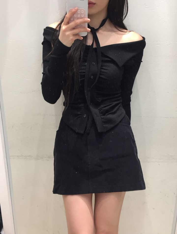 MARS韓國直郵東大門代購女裝新品24秋冬職業推薦長袖T恤含脖帶mars長袖T恤