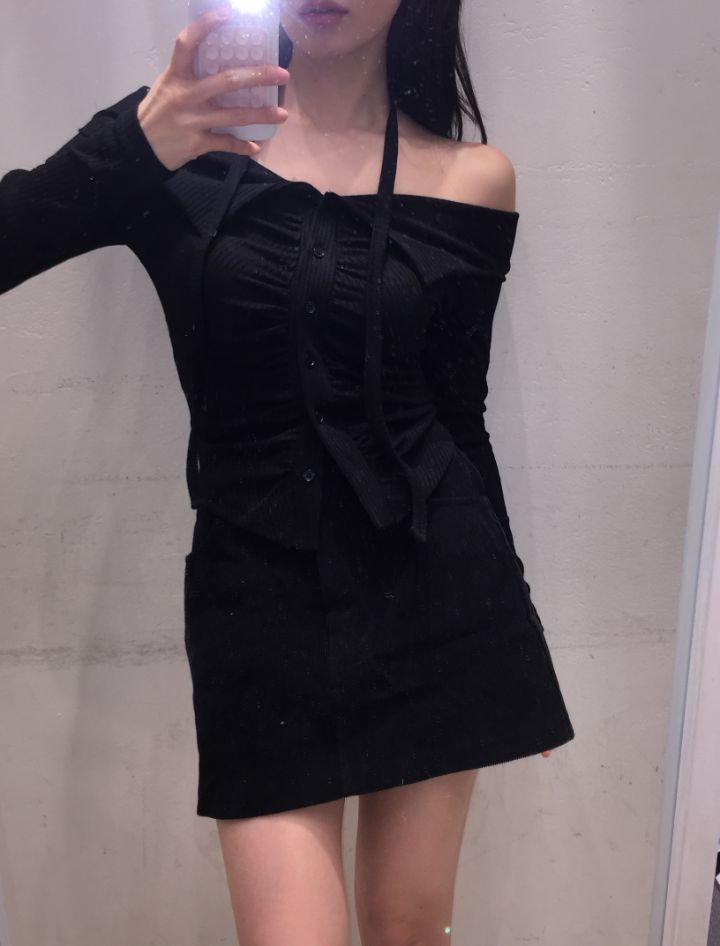 MARS韓國直郵東大門代購女裝新品24秋冬職業推薦長袖T恤含脖帶mars長袖T恤