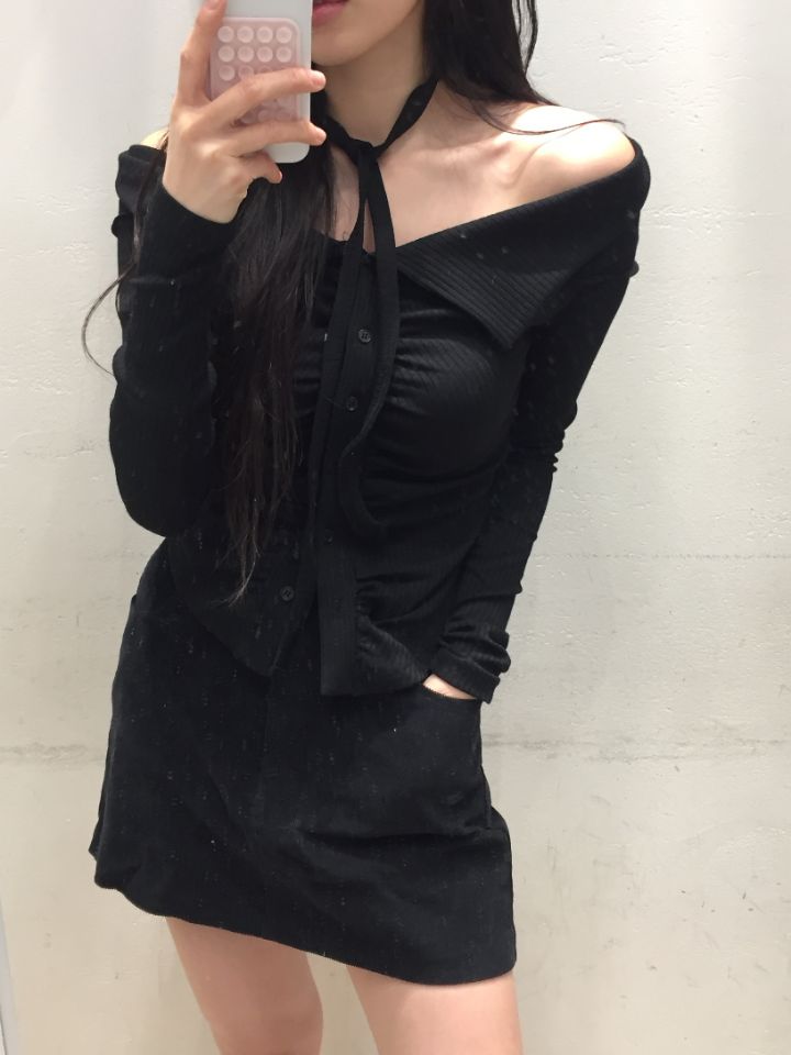 MARS韓國直郵東大門代購女裝新品24秋冬職業推薦長袖T恤含脖帶mars長袖T恤