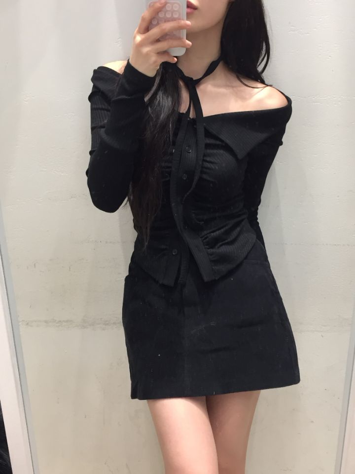 MARS韓國直郵東大門代購女裝新品24秋冬職業推薦長袖T恤含脖帶mars長袖T恤