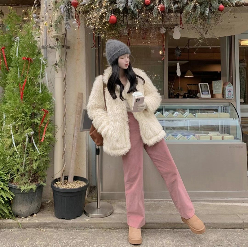 ETEMOY直郵韓國代購女裝新款時尚推薦真品熱賣短款大衣皮草ETEMOY短款大衣