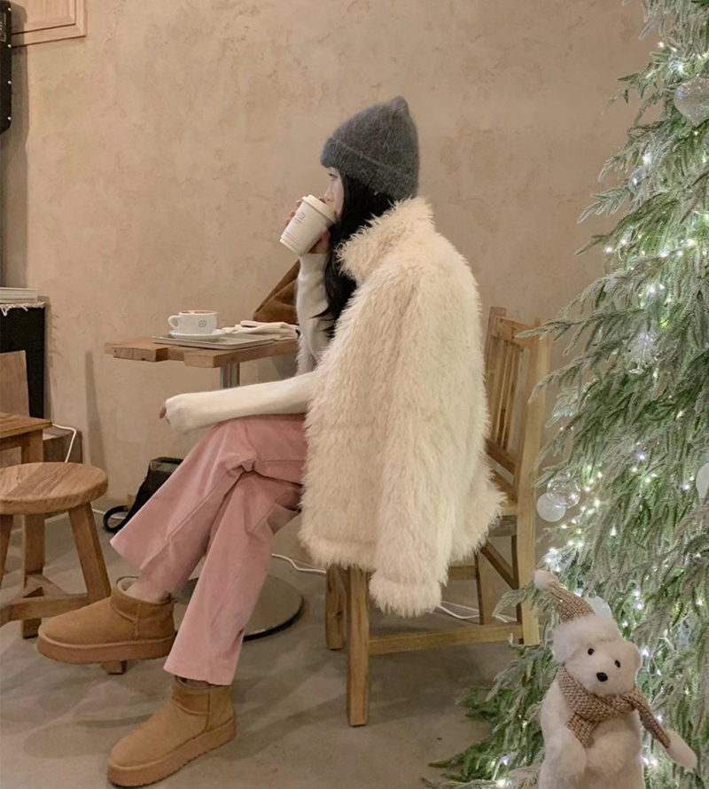 ETEMOY直郵韓國代購女裝新款時尚推薦真品熱賣短款大衣皮草ETEMOY短款大衣