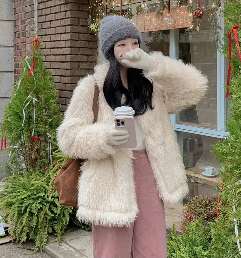 ETEMOY直郵韓國代購女裝新款時尚推薦真品熱賣短款大衣皮草ETEMOY短款大衣圖色1