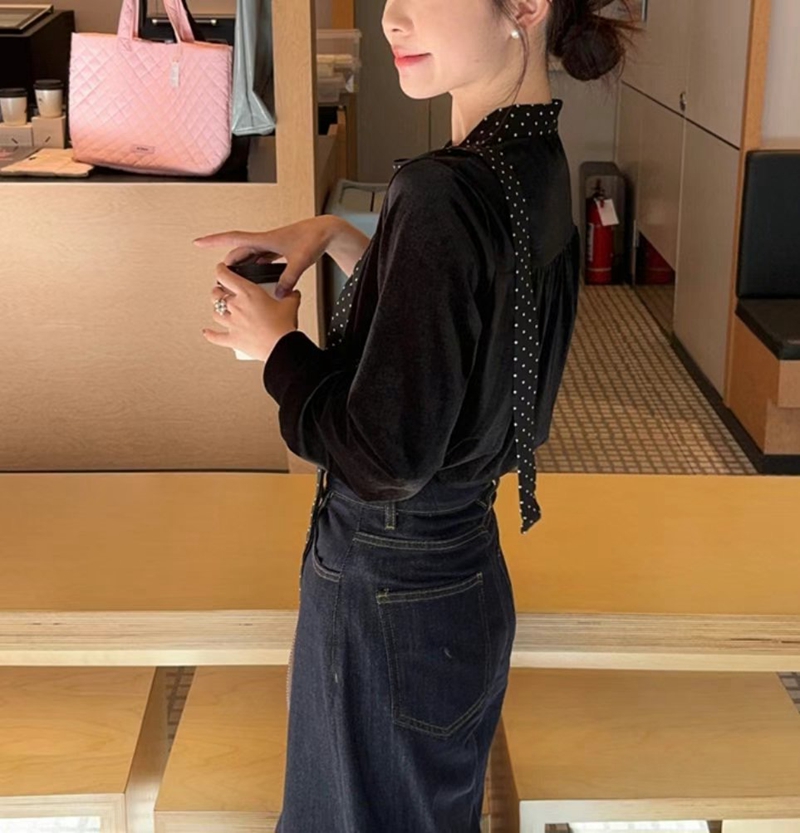 ETEMOY韓國直郵東大門實拍女裝新品人氣職業襯衫蕾絲衫天鵝絨ETEMOY襯衫/蕾絲衫