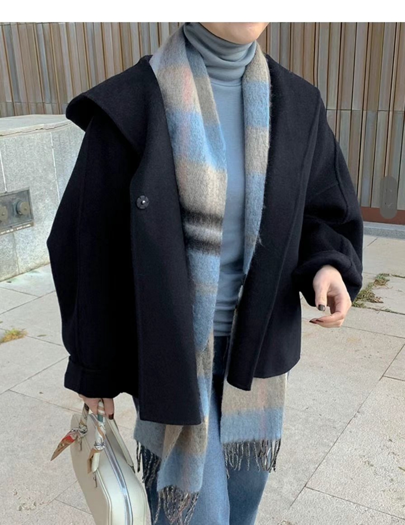MAYONEZ直郵韓國代購女裝新品人氣真品時尚短款大衣手工連帽MAYONEZ短款大衣