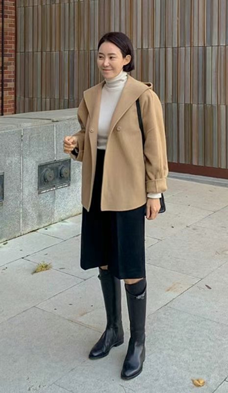 MAYONEZ直郵韓國代購女裝新品人氣真品時尚短款大衣手工連帽MAYONEZ短款大衣