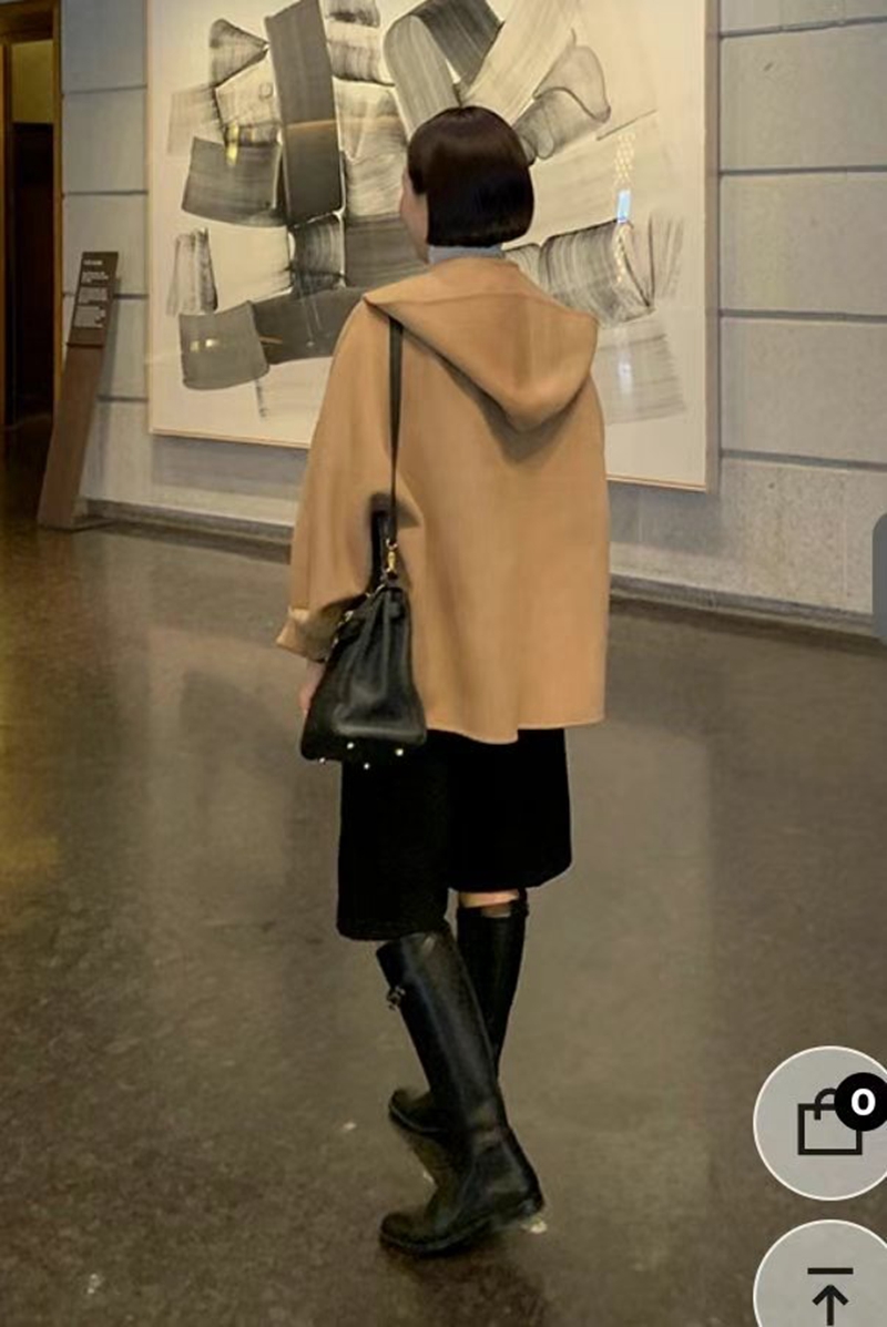 MAYONEZ直郵韓國代購女裝新品人氣真品時尚短款大衣手工連帽MAYONEZ短款大衣