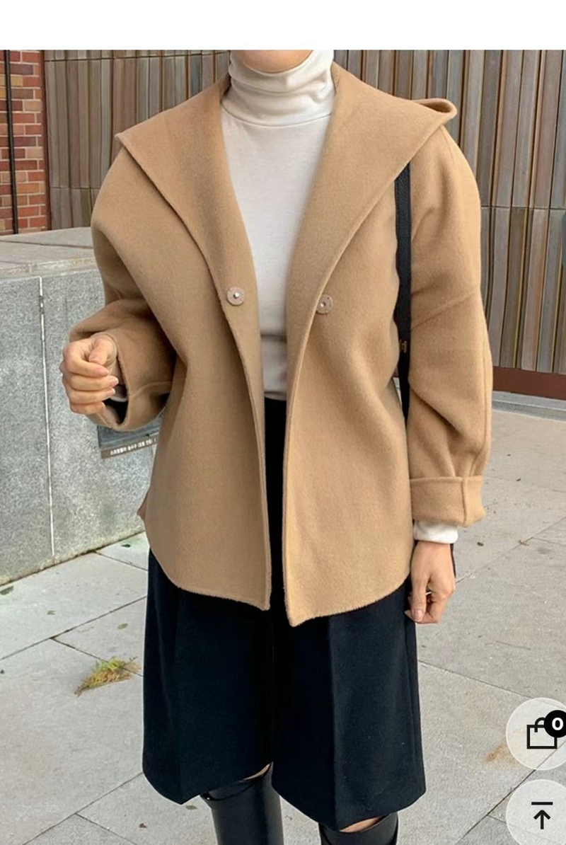 MAYONEZ直郵韓國代購女裝新品人氣真品時尚短款大衣手工連帽MAYONEZ短款大衣圖色2