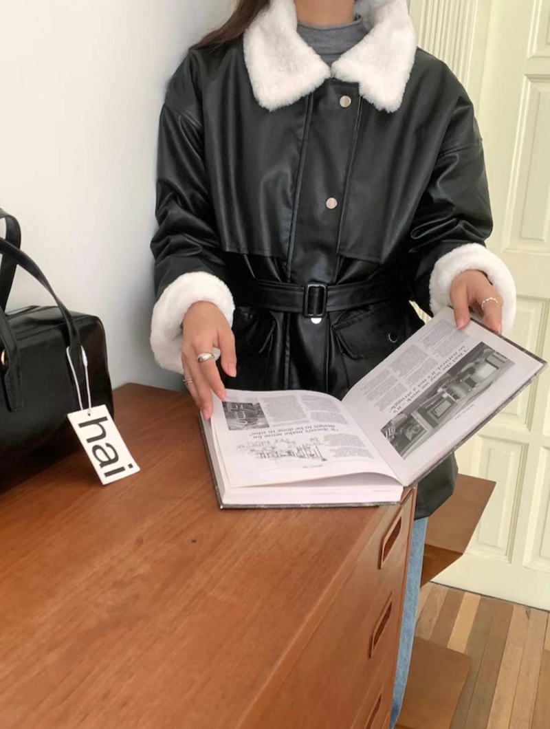 ETEMOY韓國直郵東大門代購女裝新品時尚熱賣短款大衣含腰帶ETEMOY短款大衣