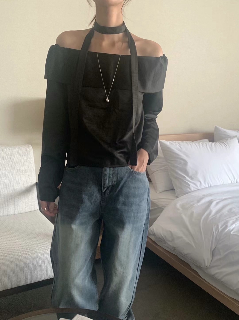 JEIIN韓國直郵東大門實拍女裝新款時尚真品襯衫蕾絲衫含脖帶JEIIN襯衫/蕾絲衫圖色3