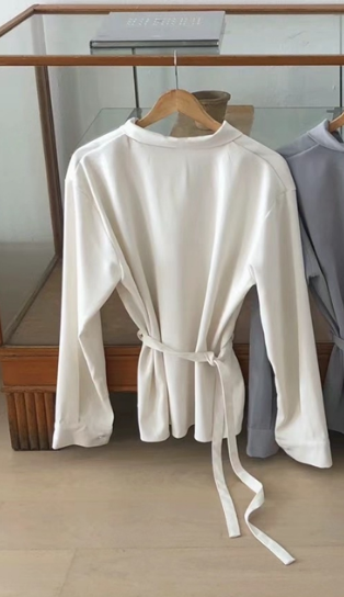 JEIIN直郵韓國代購女裝新款24秋冬人氣時尚襯衫蕾絲衫含腰繩JEIIN襯衫/蕾絲衫圖色1