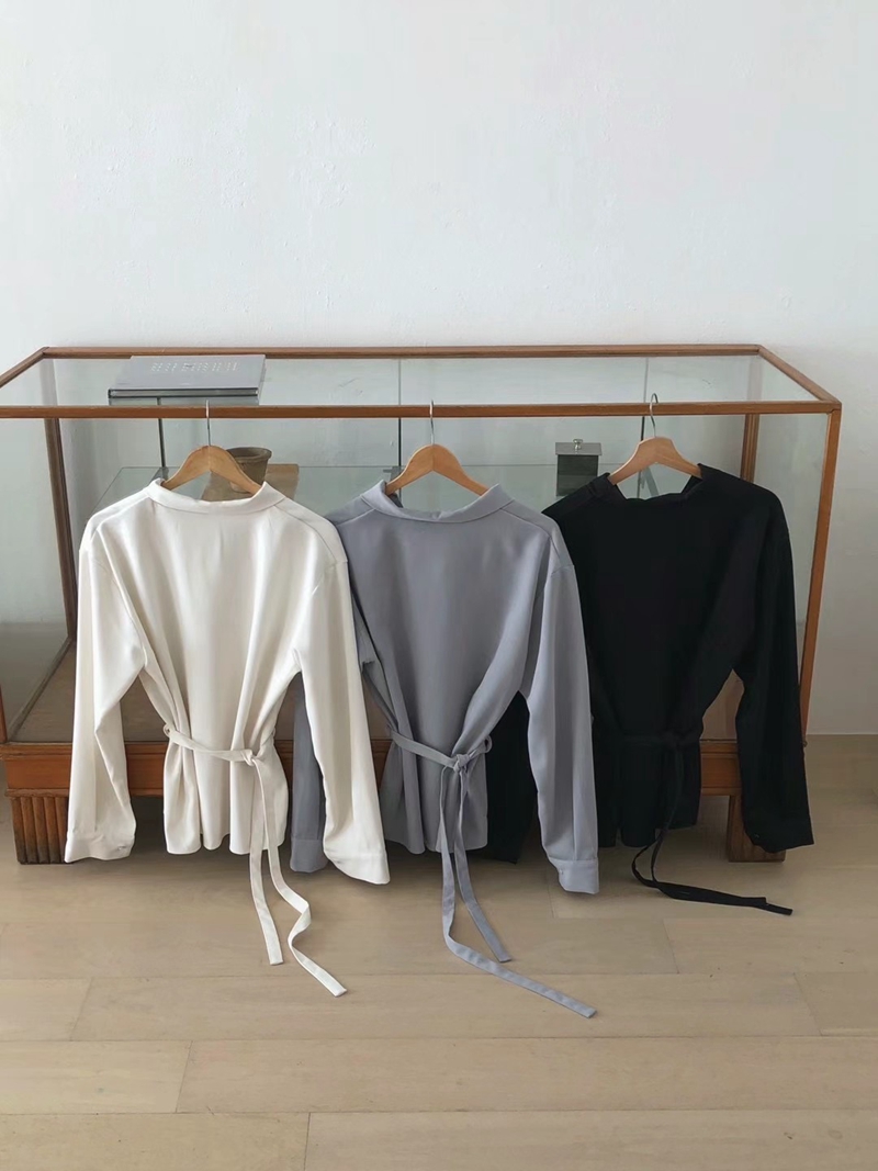 JEIIN直郵韓國代購女裝新款24秋冬人氣時尚襯衫蕾絲衫含腰繩JEIIN襯衫/蕾絲衫圖色3左三色