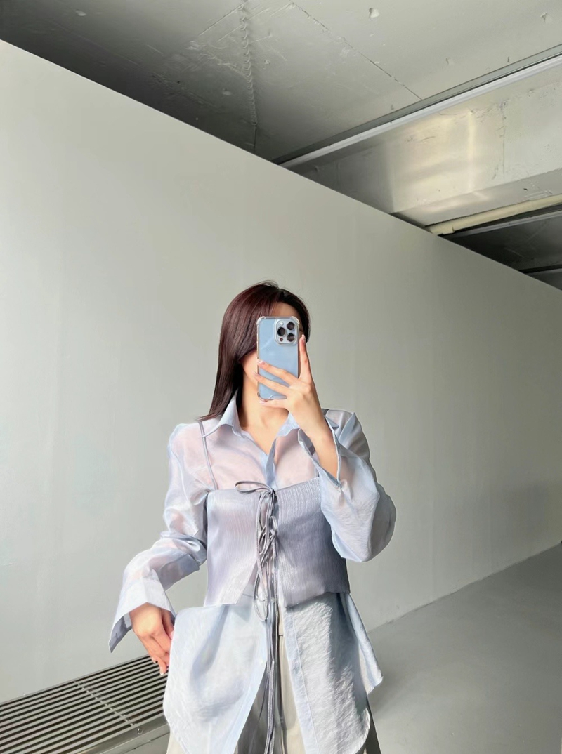 HWYL韓國直郵女裝新品人氣職業24秋冬推薦熱賣時尚襯衫蕾絲衫ELMU襯衫/蕾絲衫