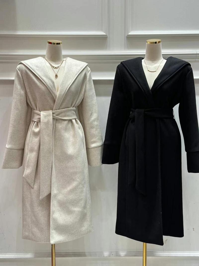 HEE SHOP韓國直郵東大門實拍女裝新品熱賣中長款大衣含腰帶HEE SHOP中長款大衣