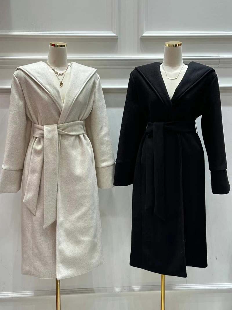 HEE SHOP韓國直郵東大門實拍女裝新品熱賣中長款大衣含腰帶HEE SHOP中長款大衣