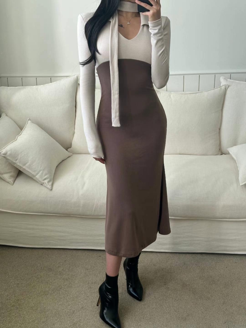 HEE SHOP韓國直郵東大門實拍女裝新品休閑時尚連衣裙含脖帶HEE SHOP連衣裙