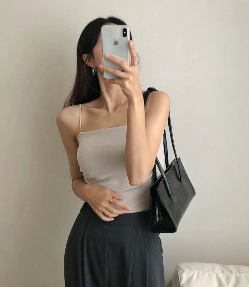 PUDDING韓國直郵女裝新品24秋冬真品職業時尚吊帶背心抓絨拉絨PUDDING吊帶/背心