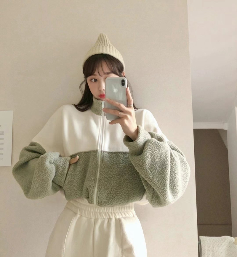 PUDDING直郵韓國代購女裝新款24秋冬休閑真品職業短款大衣拉鏈PUDDING短款大衣圖色2