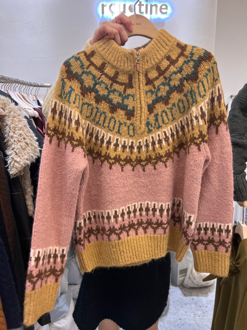 rou.tine韓國直郵東大門代購女裝新品人氣熱賣24秋冬毛衣拉鏈ANDYOUBROWN毛衣圖色1