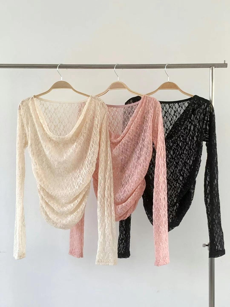 BBOO-뿌-T韓國直郵東大門代購女裝新品24秋冬長袖T恤蕾絲BBOO長袖T恤圖色3左三色