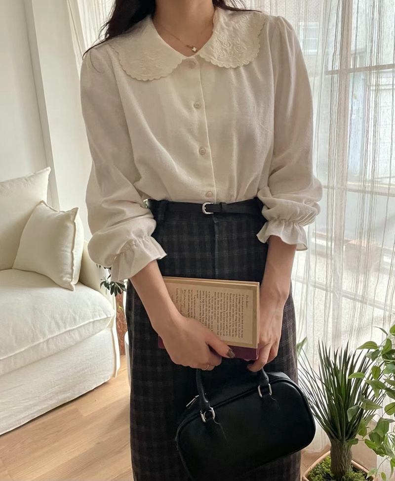JNE直郵韓國代購女裝新品人氣職業時尚推薦休閑24秋冬襯衫蕾絲衫JNE襯衫/蕾絲衫