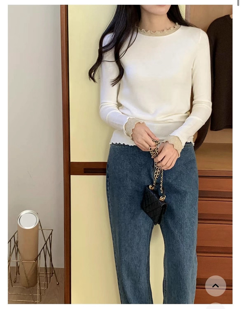JNE韓國直郵女裝新品休閑人氣24秋冬時尚真品職業推薦長袖T恤JNE長袖T恤圖色2