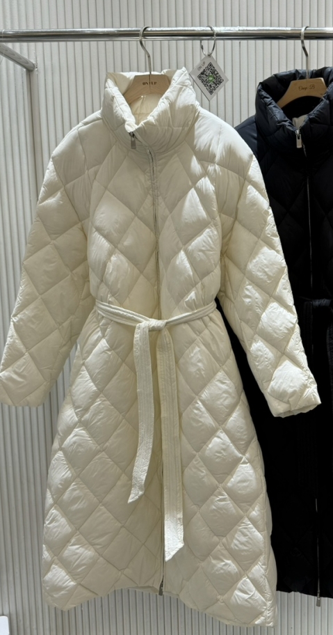 ON:UP韓國直郵東大門代購女裝新品職業人氣長款羽絨服絎縫鴨絨ON:UP長款羽絨服