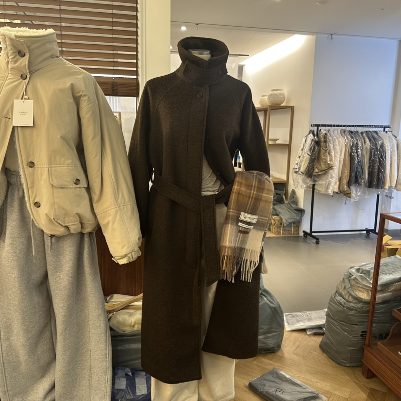 NOWHERE韓國直郵東大門代購女裝新品人氣職業中長款大衣羊毛NOWHERE中長款大衣圖色2
