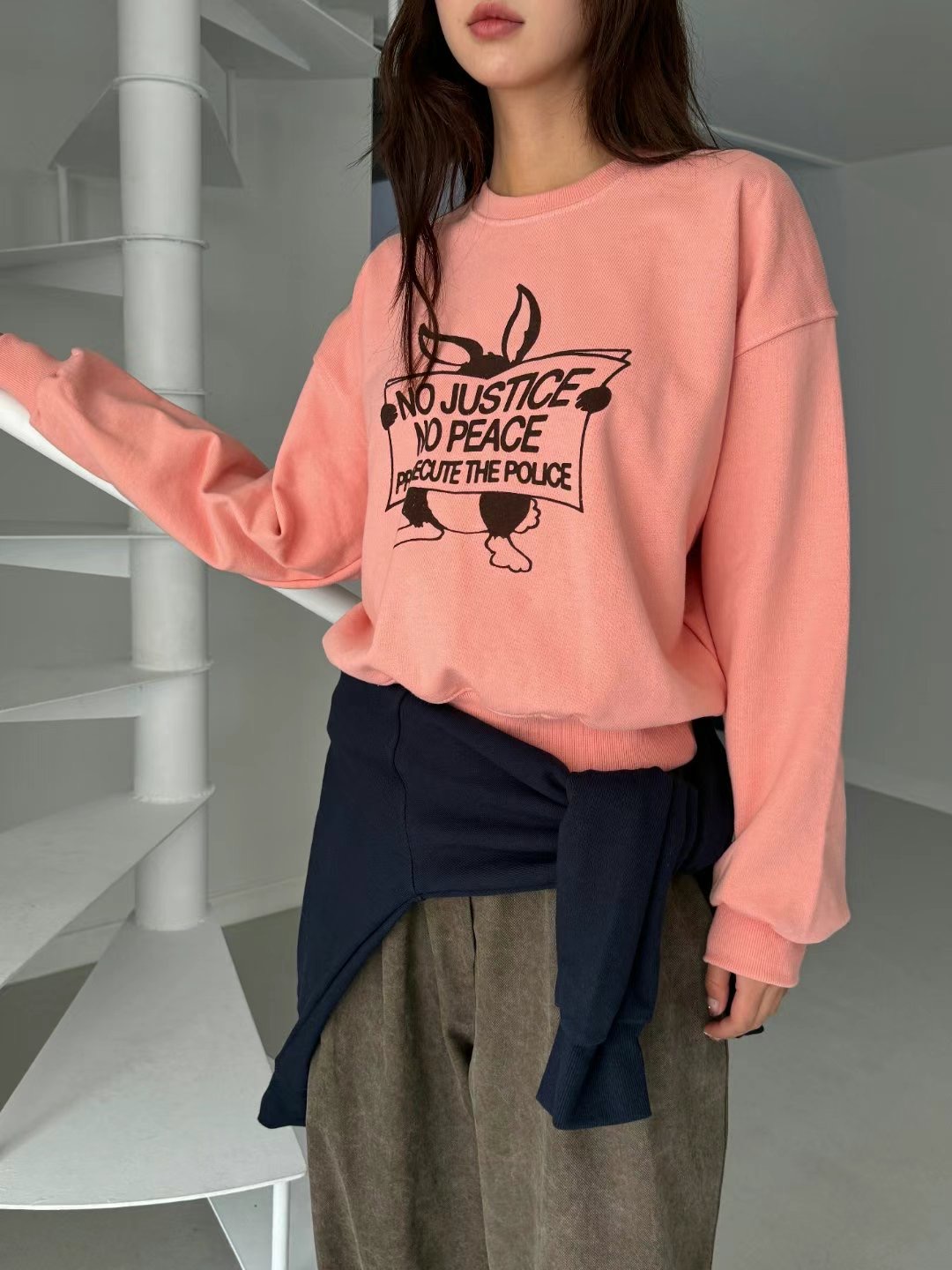 LOSTILE韓國直郵東大門實拍女裝新品24秋冬真品休閑熱賣衛衣THE ZOA衛衣