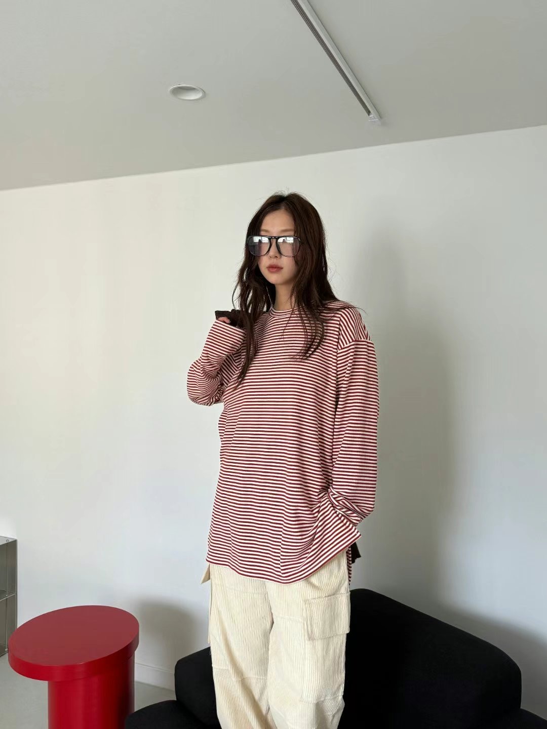 LOSTILE韓國直郵女裝新品職業推薦時尚真品24秋冬休閑長袖T恤THE ZOA長袖T恤圖色3