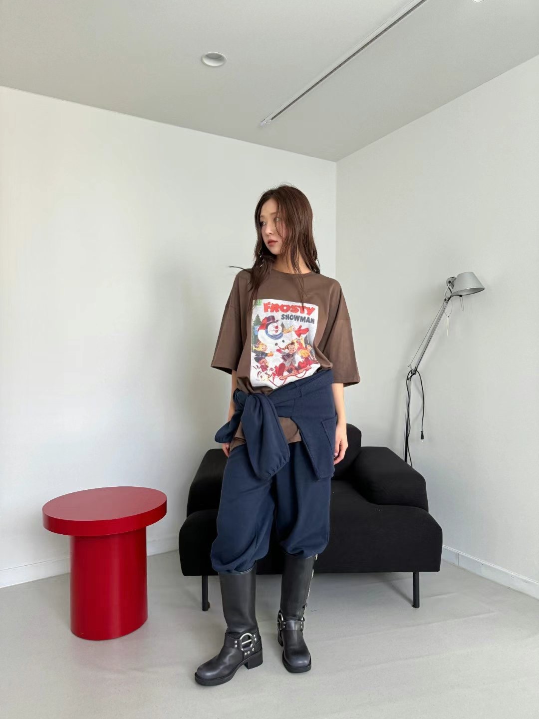LOSTILE韓國直郵東大門實拍女裝新品24秋冬休閑職業真品T恤THE ZOAT恤圖色2
