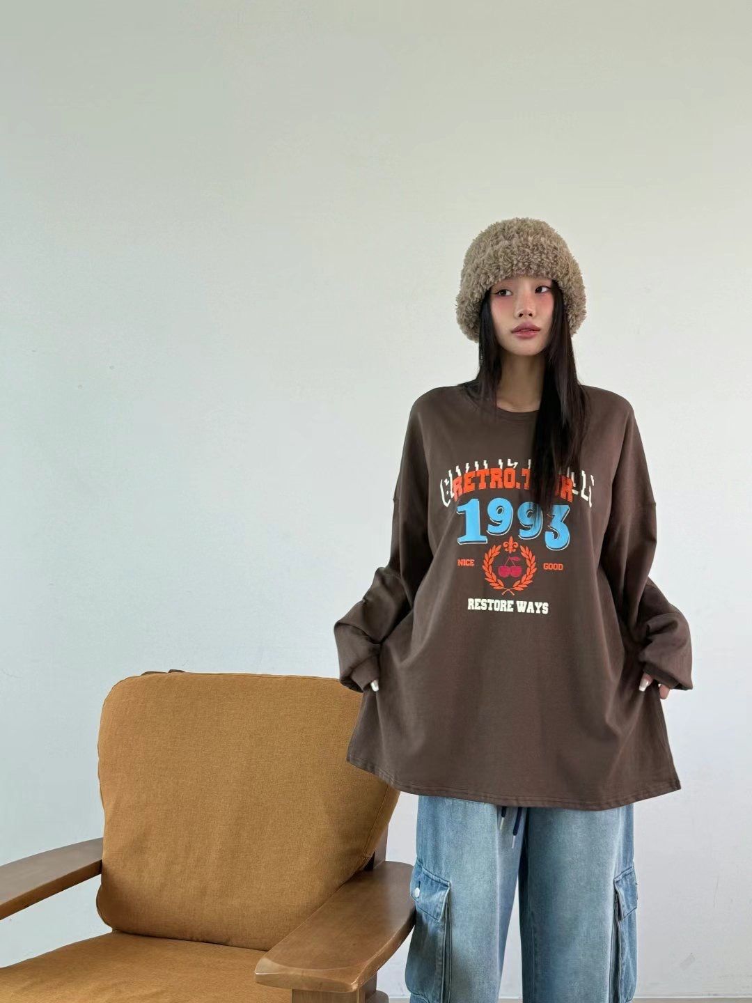 LOSTILE韓國直郵女裝新款職業24秋冬時尚熱賣推薦休閑長袖T恤THE ZOA長袖T恤