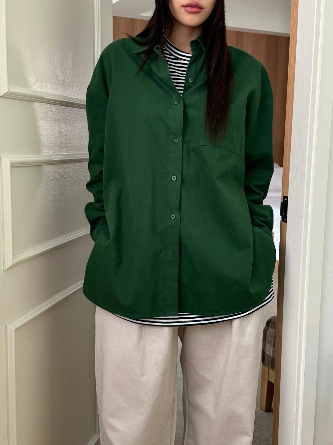 LOSTILE韓國直郵女裝新品真品時尚推薦24秋冬休閑襯衫蕾絲衫THE ZOA襯衫/蕾絲衫圖色2