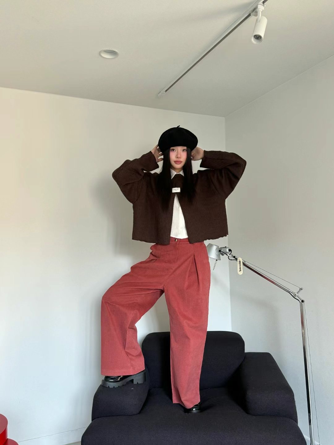 LOSTILE直郵韓國代購女裝新品真品時尚熱賣職業推薦休閑褲褶皺THE ZOA休閑褲