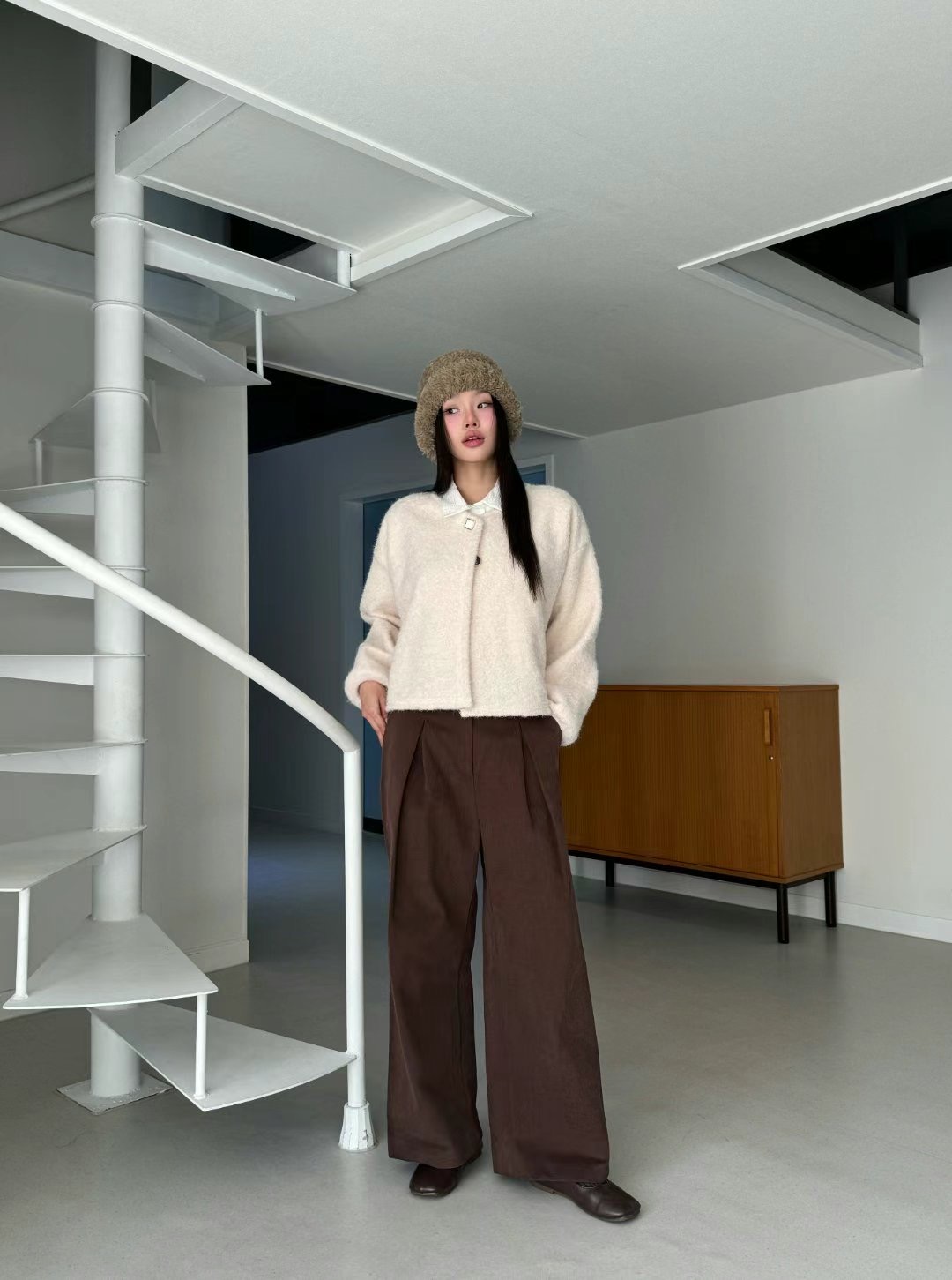 LOSTILE直郵韓國代購女裝新品真品時尚熱賣職業推薦休閑褲褶皺THE ZOA休閑褲圖色2