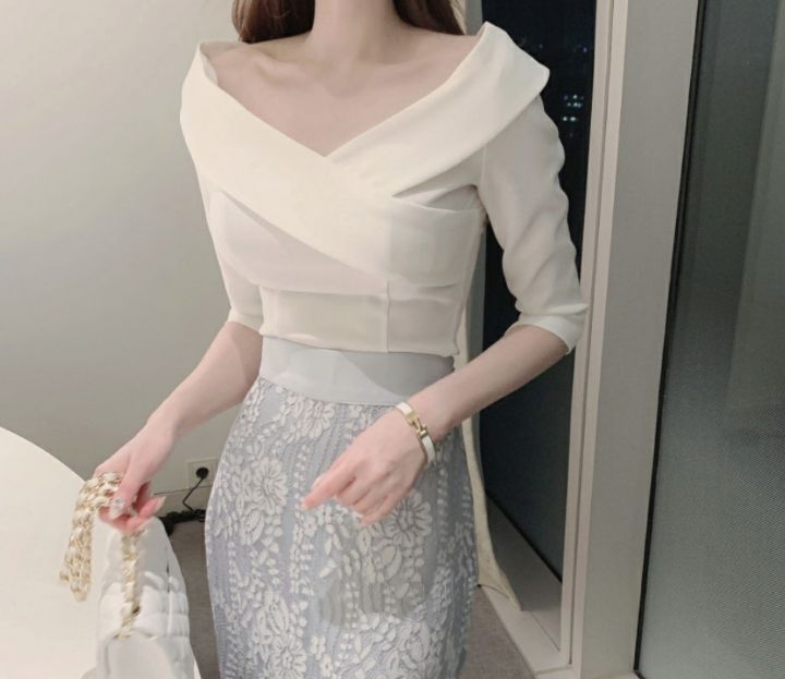 high heels韓國直郵東大門實拍女裝新款熱賣休閑襯衫蕾絲衫HIGH HEELS襯衫/蕾絲衫