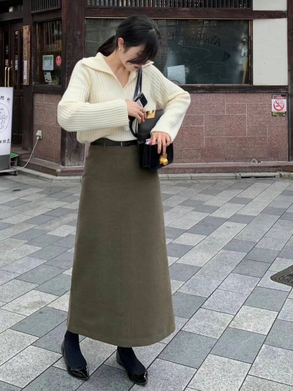 HERME韓國直郵女裝新款真品時尚推薦24秋冬熱賣休閑職業長裙HERME長裙