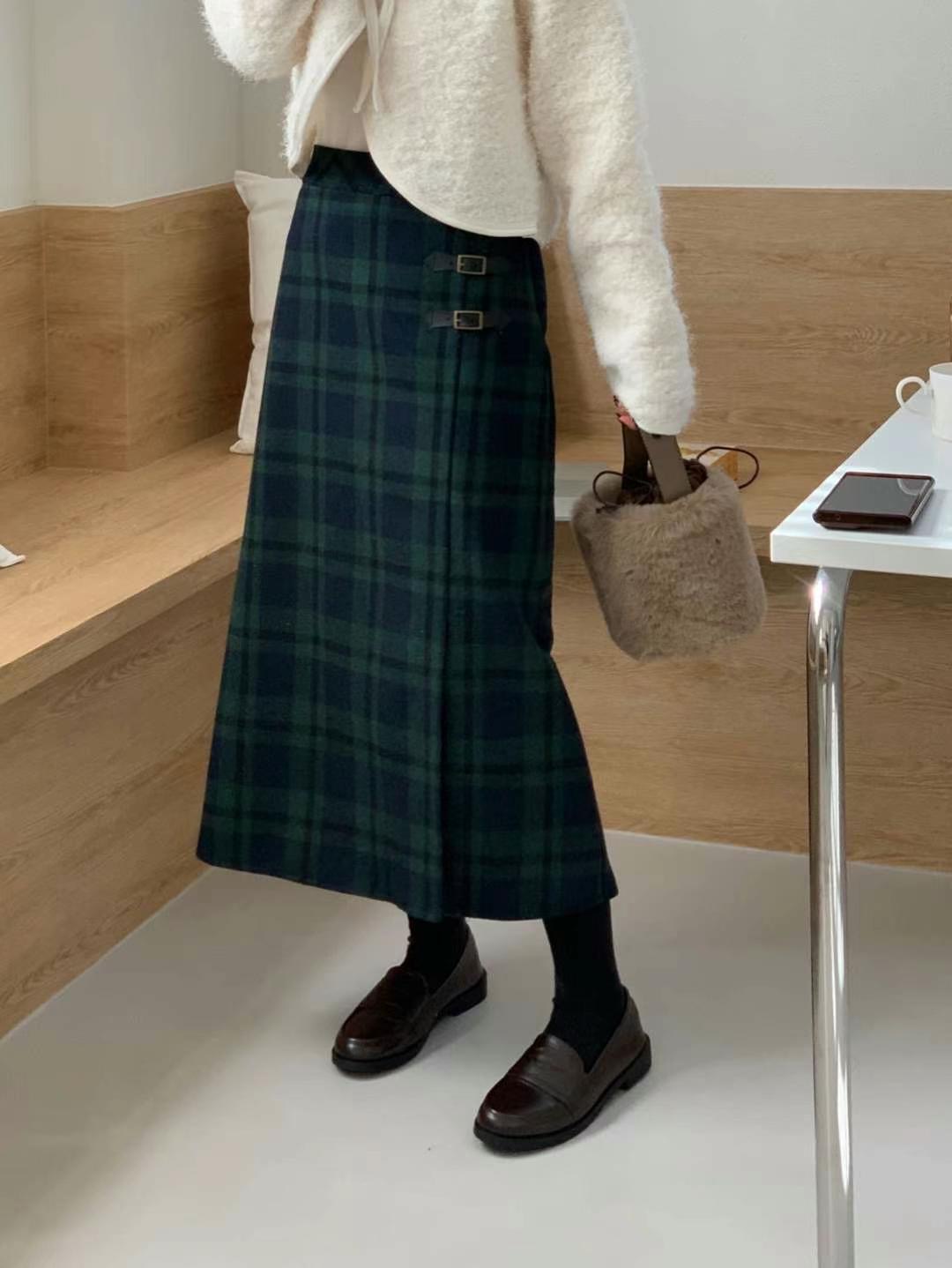 ANNSTORY直郵韓國代購女裝新品真品熱賣24秋冬職業休閑長裙ANNSTORY長裙