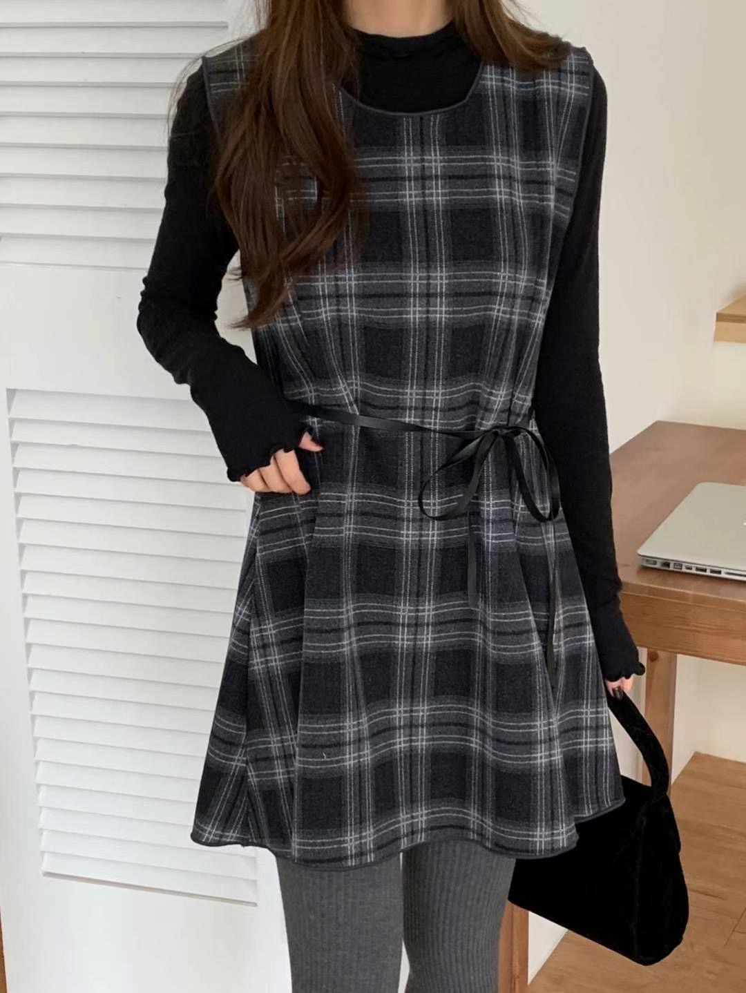 ANNSTORY韓國直郵東大門實拍女裝新品24秋冬職業休閑連衣裙ANNSTORY連衣裙