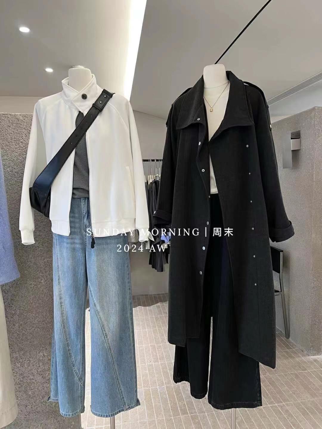 THE NEW韓國直郵女裝新款熱賣真品時尚職業中長款大衣含腰帶THE NEW中長款大衣