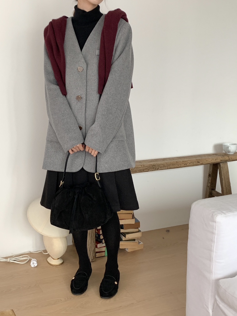 FRILL-T韓國直郵東大門代購女裝新款休閑職業推薦夾克羊毛FRILL-T夾克
