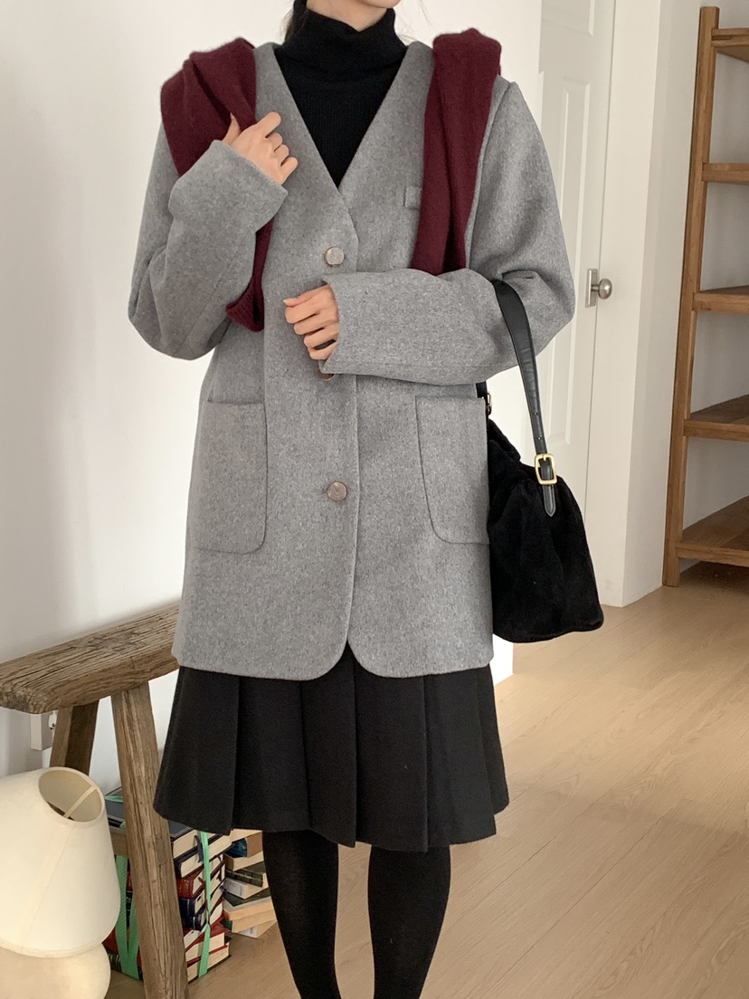 FRILL-T韓國直郵東大門代購女裝新款休閑職業推薦夾克羊毛FRILL-T夾克